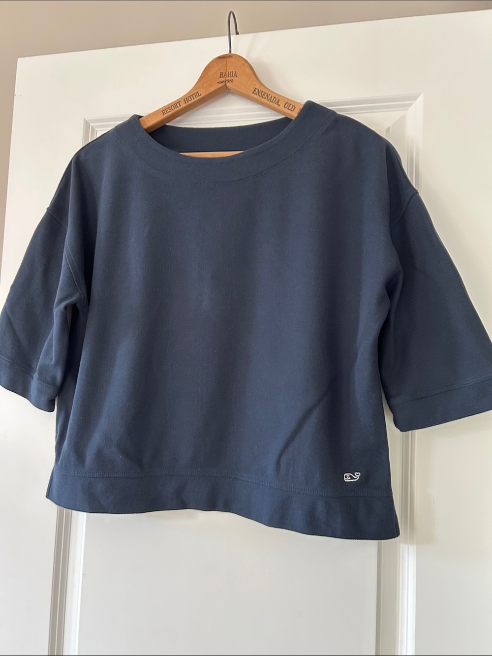 Vineyard Vines Pima Cotton Crop Sz S w MEASUREMENTS Logo, Elbow Length Sleeves